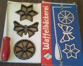 Vintage H.S Waffelbackerei Rosette Maker Cast Iron Cookie Set West Germany - Rosette Maker
