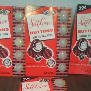 Vintage Buttons -Risdon Self-Cover Buttons - Quarter Ball Size - Vintage Sewing Notions - Sewing
