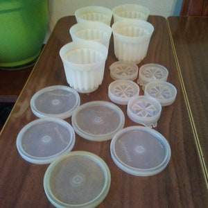 Set of 5 Single Serve Vintage Tupperware Jell-o Molds, Each Mold Contains 3 Pieces - Jello Flowers PlasticMold- Dinner Party