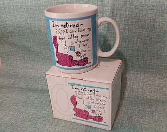 NOS 1988 Coffee Mug "I'm Retired..." Coffee Mug with Box - Shoebox Greetings - Hallmark