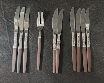 Replacement Silverware Composite Wood Handle - MCM Silverware - Japan, Ekco Eterna, Grand Prix Dior, Interpur Japan, Rose Floral Stainless