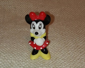 Vintage Minnie Mouse Figurine - Bone China - Walt Disney - Disney Taiwan - Polka Dot Dress