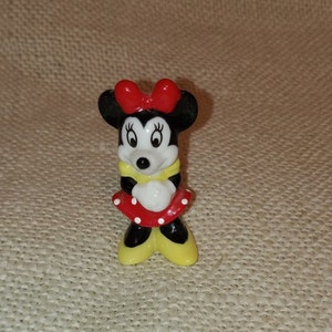 Vintage Minnie Mouse Figurine - Bone China - Walt Disney - Disney Taiwan - Polka Dot Dress