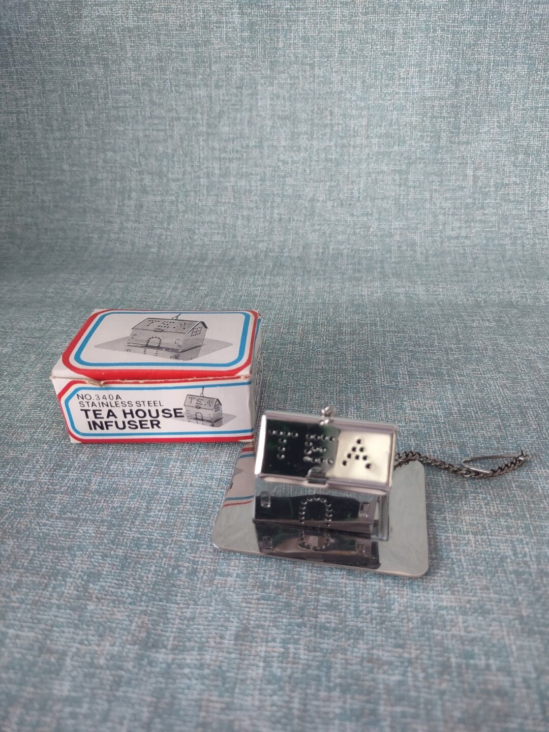 NOS Vintage Stainess Steel Tea House Infuser Hong Kong House Shaped Tea