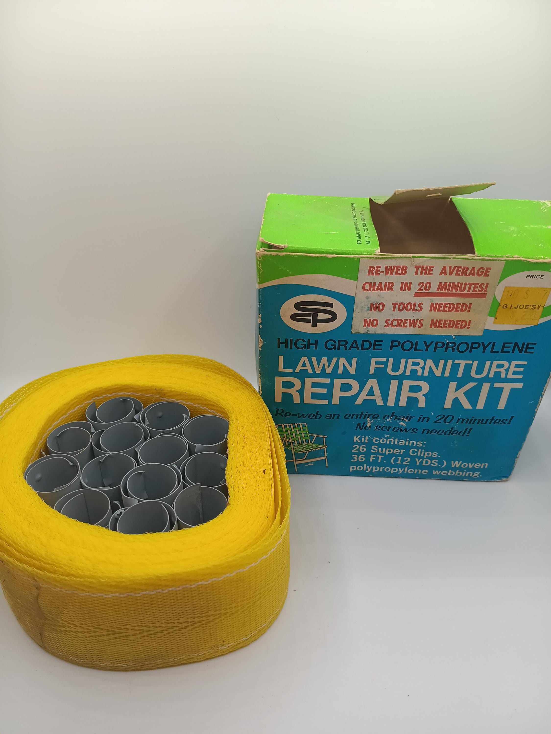 NOS Lawn Furniture Repair Kit - Re-Web a Chair Kit - Yellow - No Screws Needed