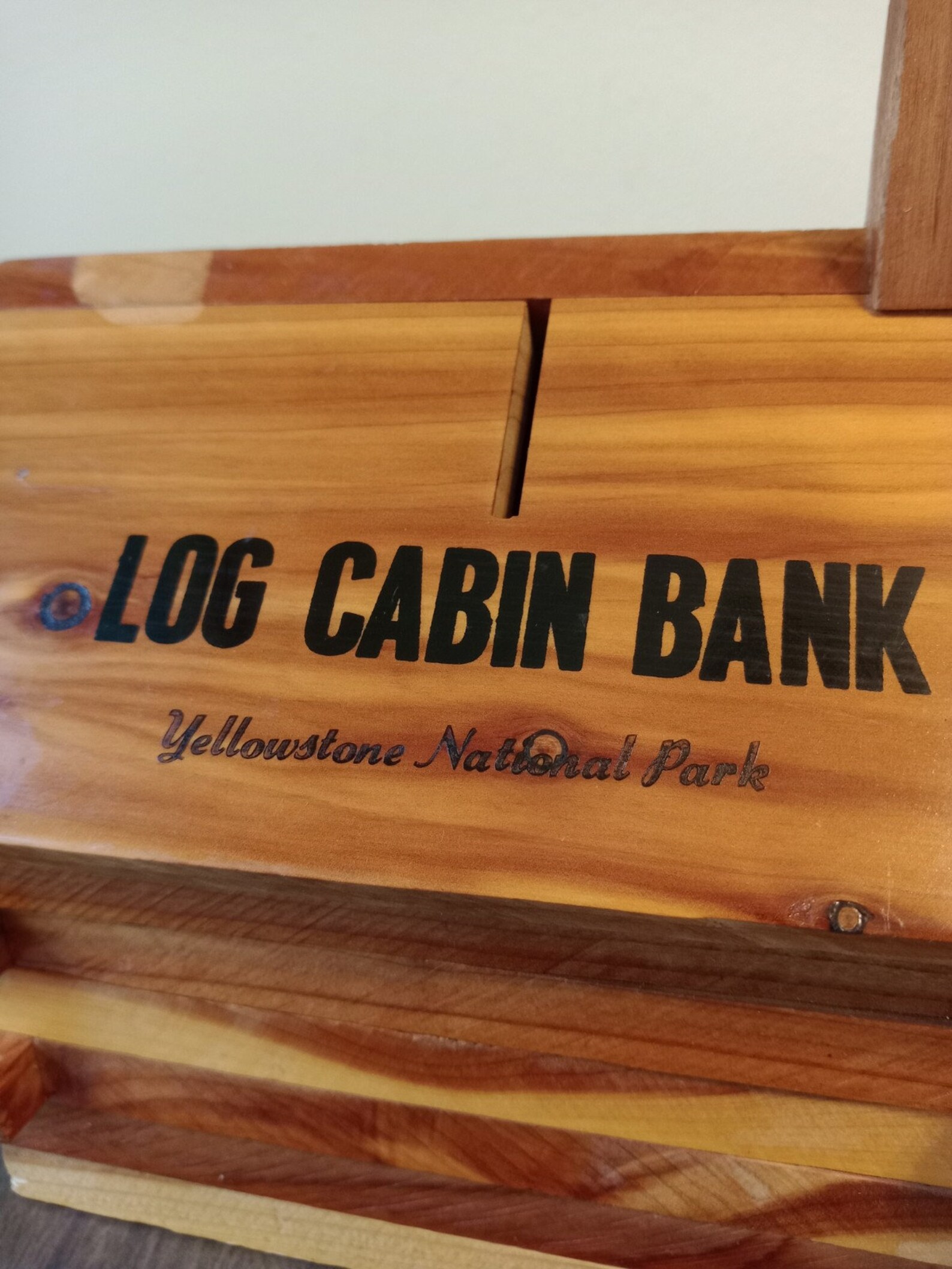 Log Cabin Wooden Bank Yellowstone National Park Souvenir Etsy