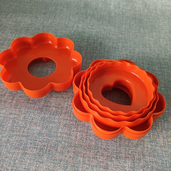 Vintage 1970s Orange Tupperware Cookie Cutters Double Sided - Retro Kitchen Gift - 10 Designs