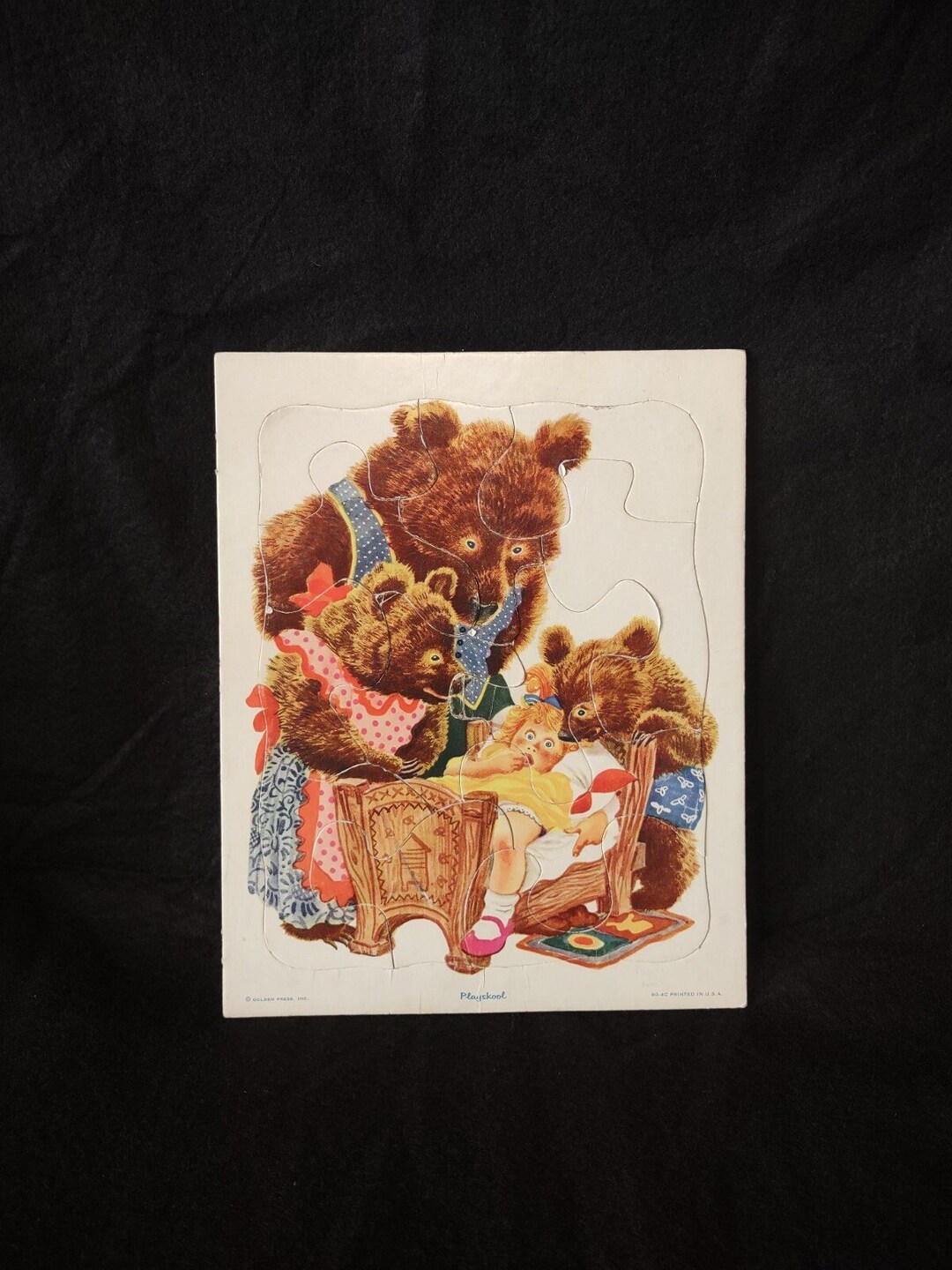 Vintage Playskool Goldilocks and the Three Bears Cardboard Tray Puzzle ...