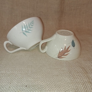Franciscan Gladding McBean Set of 2 Tea Cups - Mid Century Tea Cups with Leaves
