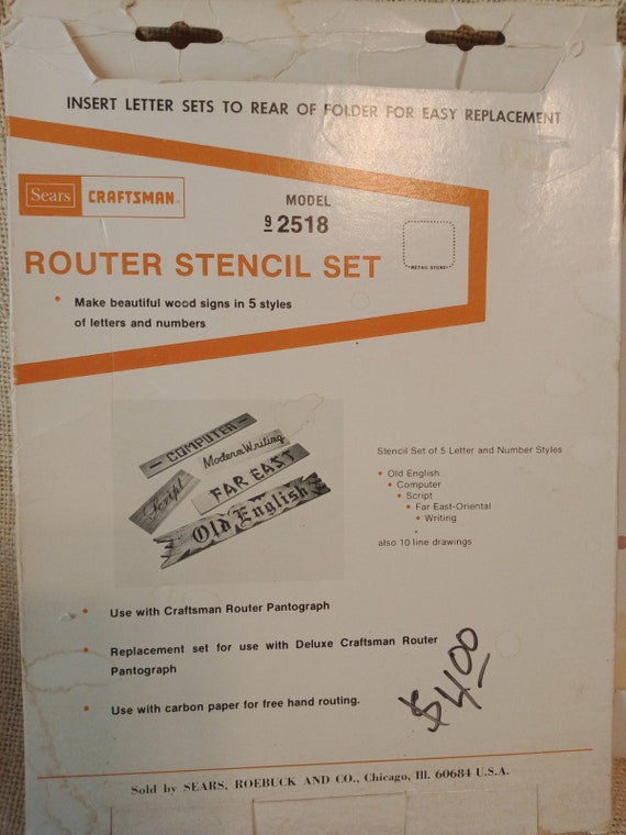 Sears Craftsman Router Stencil Set Model 9 2518 Woodworking