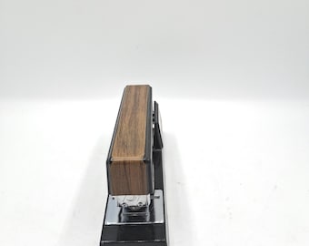 70s USA ヴィンテージ ソリッドブラス ヘンプ バックル Swingline Stapler With Faux Wood No 737 - Vintage Office Supplies
