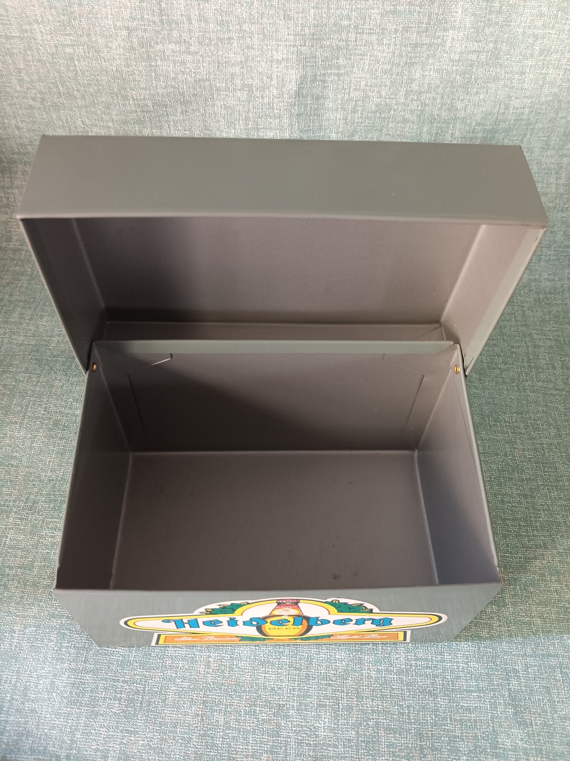 Industrial 4 X 6 Metal File Card Box With Retro Stickers -vintage ...