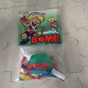 Vintage Plastic Toy Water Bomb with Pump - 1970s Toy NOS - Vintage Dime Store Toy - Nostalgic Childhood Toy