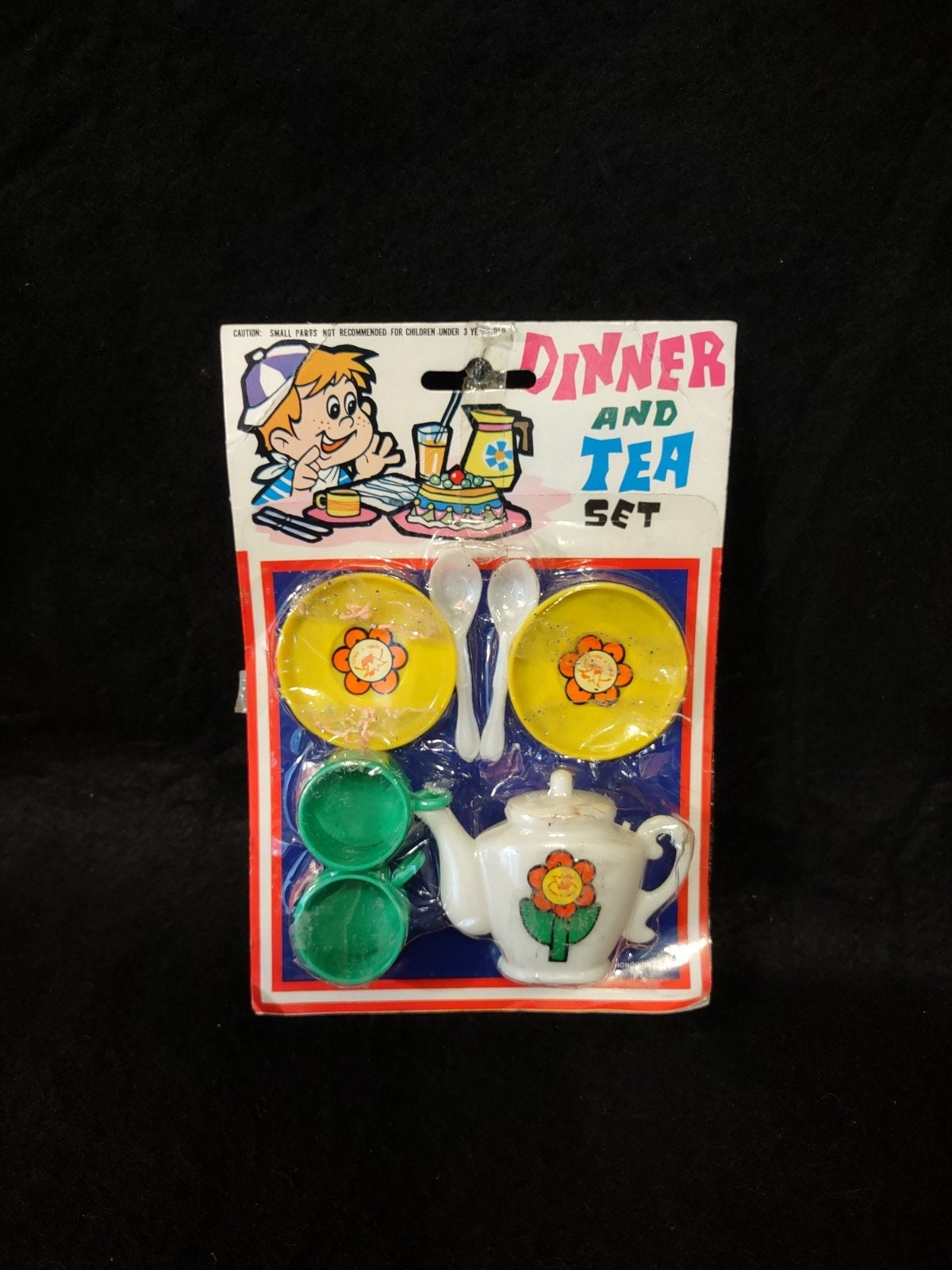 1970s Vintage Toy Dinner and Tea Set - NOS Hong Kong - Orange