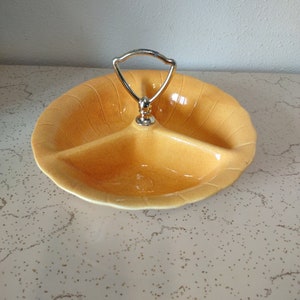 Vintage Lane & Co. Pottery Candy Dish: Yellowish Orange Serving Dish