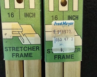 NOS set of 2 16" Stretcher Frames - Wood - For Needlepoint, Crewel, Embroidery, and Artwork - Vintage Stretcher Frames