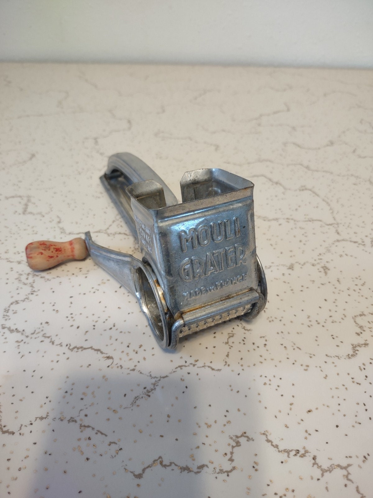 Vintage MOULI Cheese Grater Made In France With Original Red Wood Handle  1950s