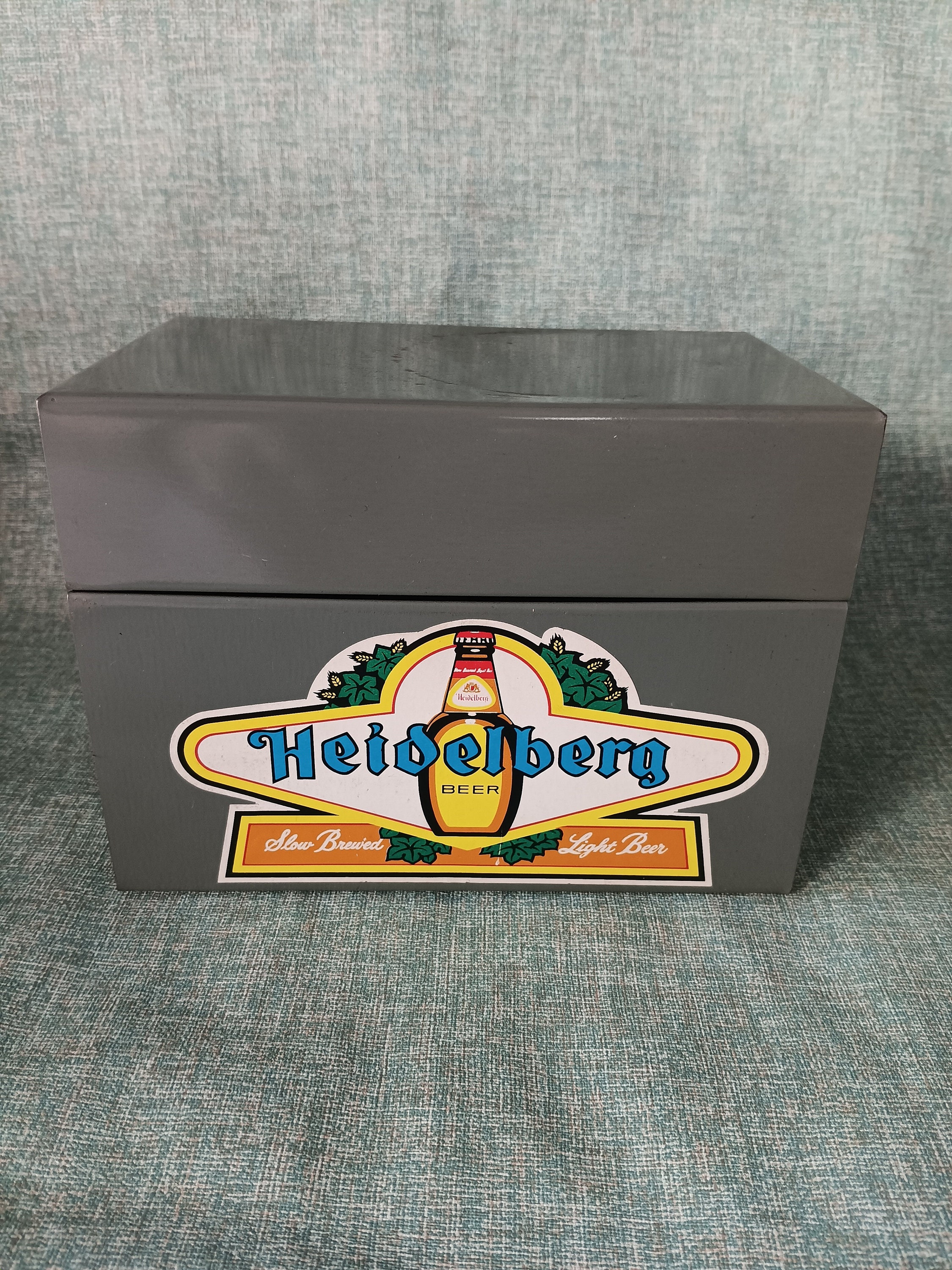 Industrial 4 X 6 Metal File Card Box With Retro Stickers -vintage ...