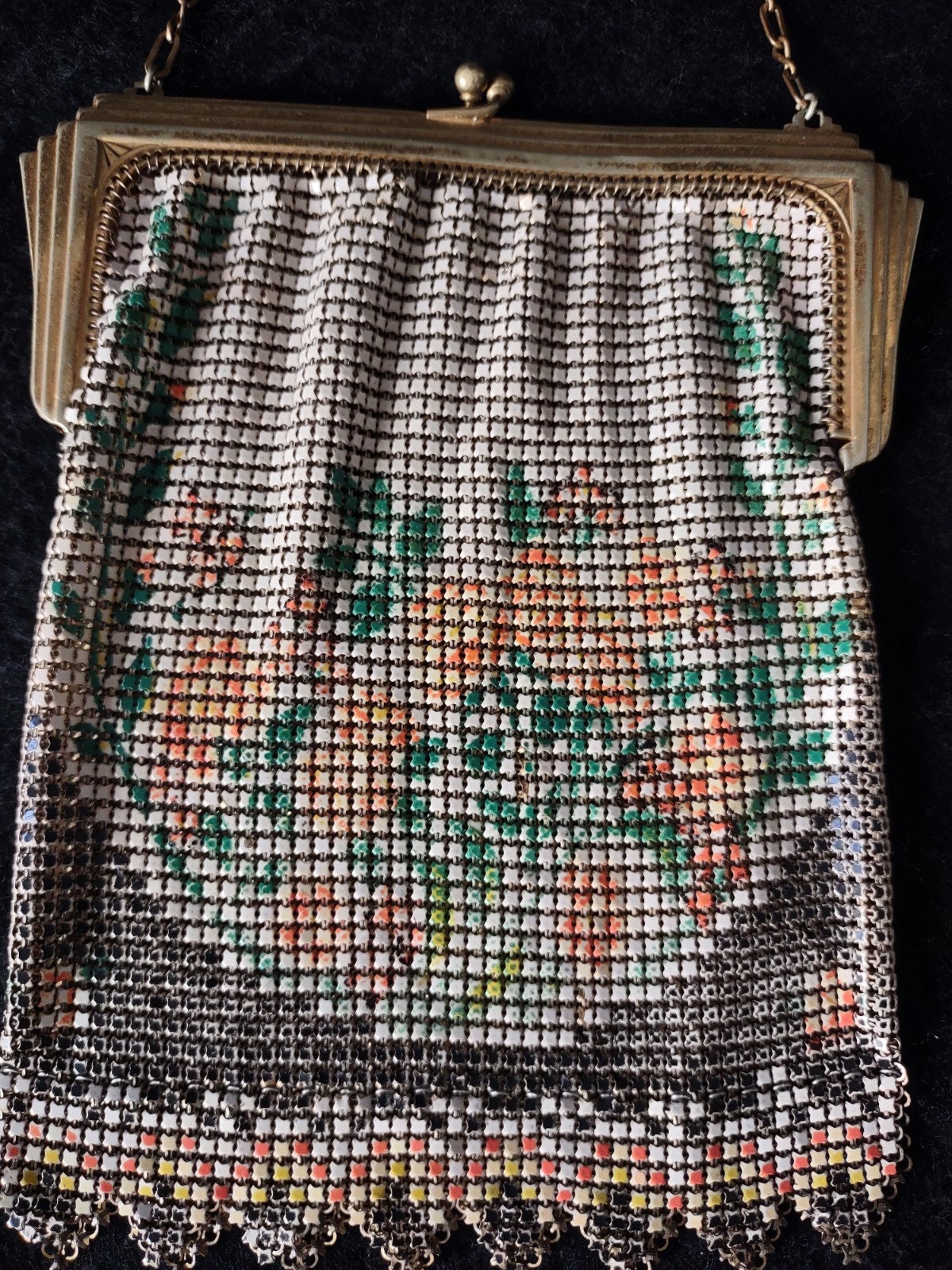 Stunning 1920s Art Deco Whiting & Davis Co Mesh Handbag With Chain