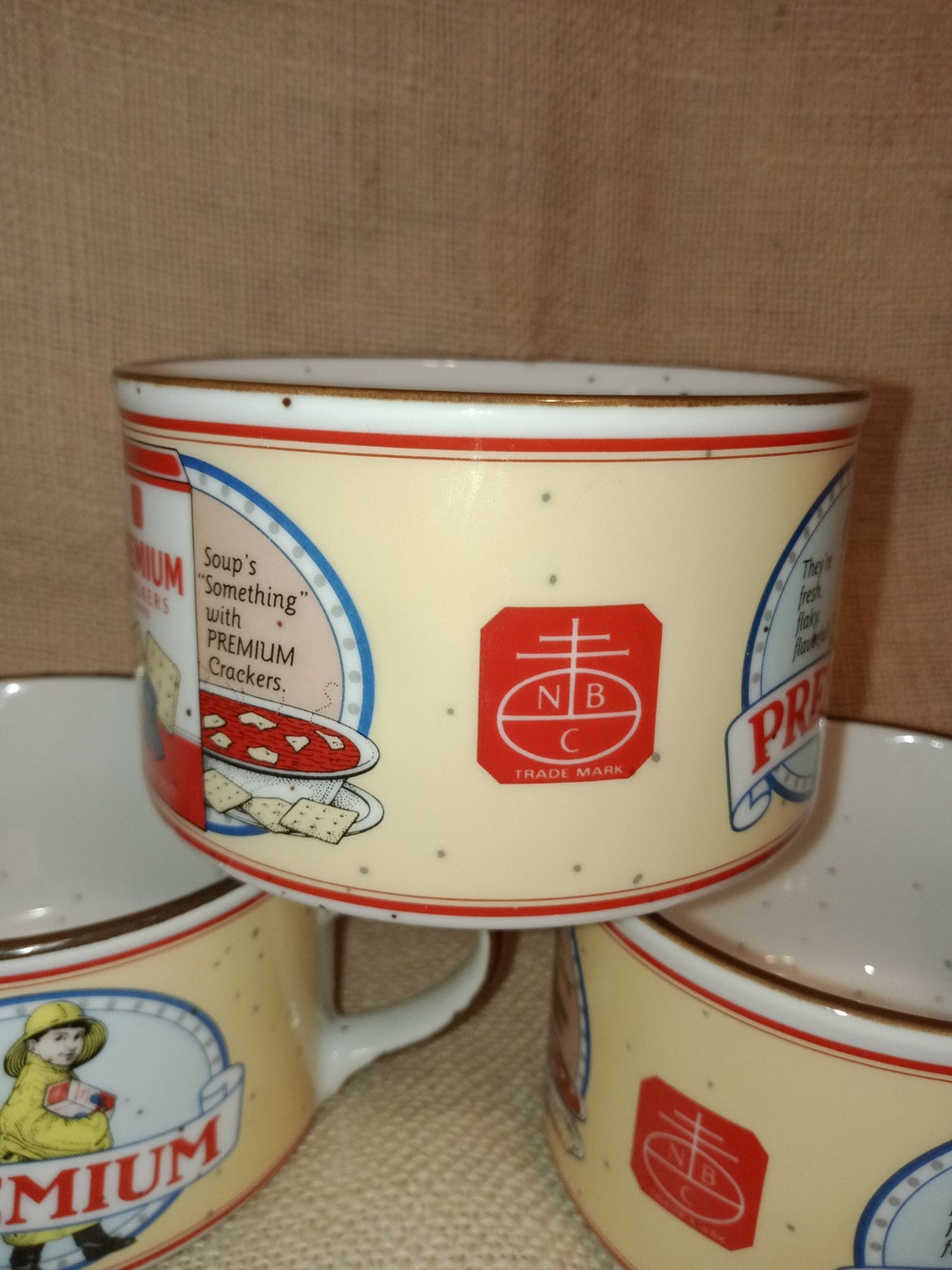 Set of 3 Nabisco Premium Crackers Soup Bowls with Handle Soup Etsy