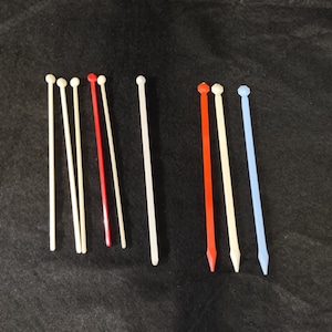 Set of 9 Swizzle Sticks 1970s - Drink Picks - Made in USA - Stir-It Stirstic - Red, White, Blue - Vintage Swizzle Sticks
