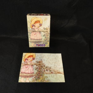 Vintage Tuco 30-Piece Puzzle Tripl-Thick Interlocking Pieces - Children&#39;s Miniature Puzzle - Girl on Fence