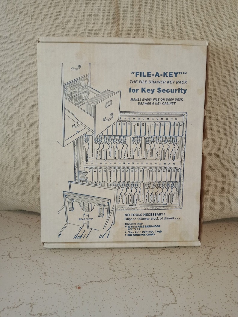 File-a-key the File Drawer - Key Rack - Vintage Office - Key Tags ...