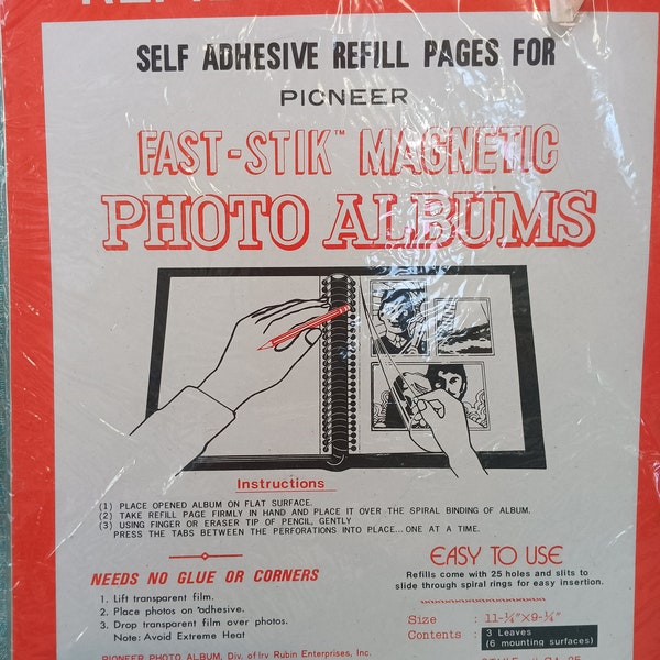 NOS Pioneer Spiral Bound Album Refill - Self Adhesive Pages - Vintage Album - Photo Album
