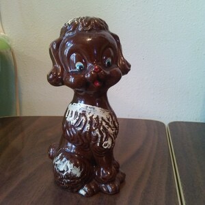 Redware Clay Poodle Dog Figurine - Vintage Dog Knick Knack- Vintage Figurine