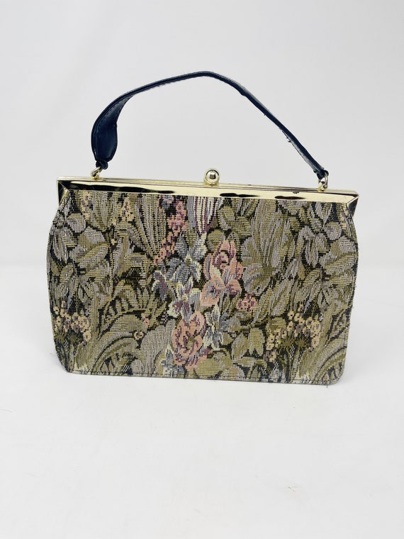 Vintage Mitzi tapestry fabric satchel purse handba