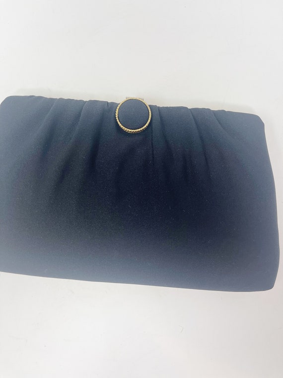 HL vintage black fabric evening clutch handbag - image 2