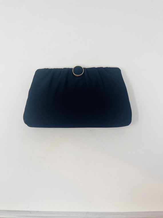 HL vintage black fabric evening clutch handbag - image 1