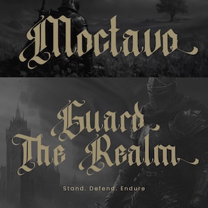 Tipografía Moctavo Blackletter, fuente gótica moderna para branding, diseño de logotipos, arte oscuro, estilo tatuaje vintage, descarga digital.