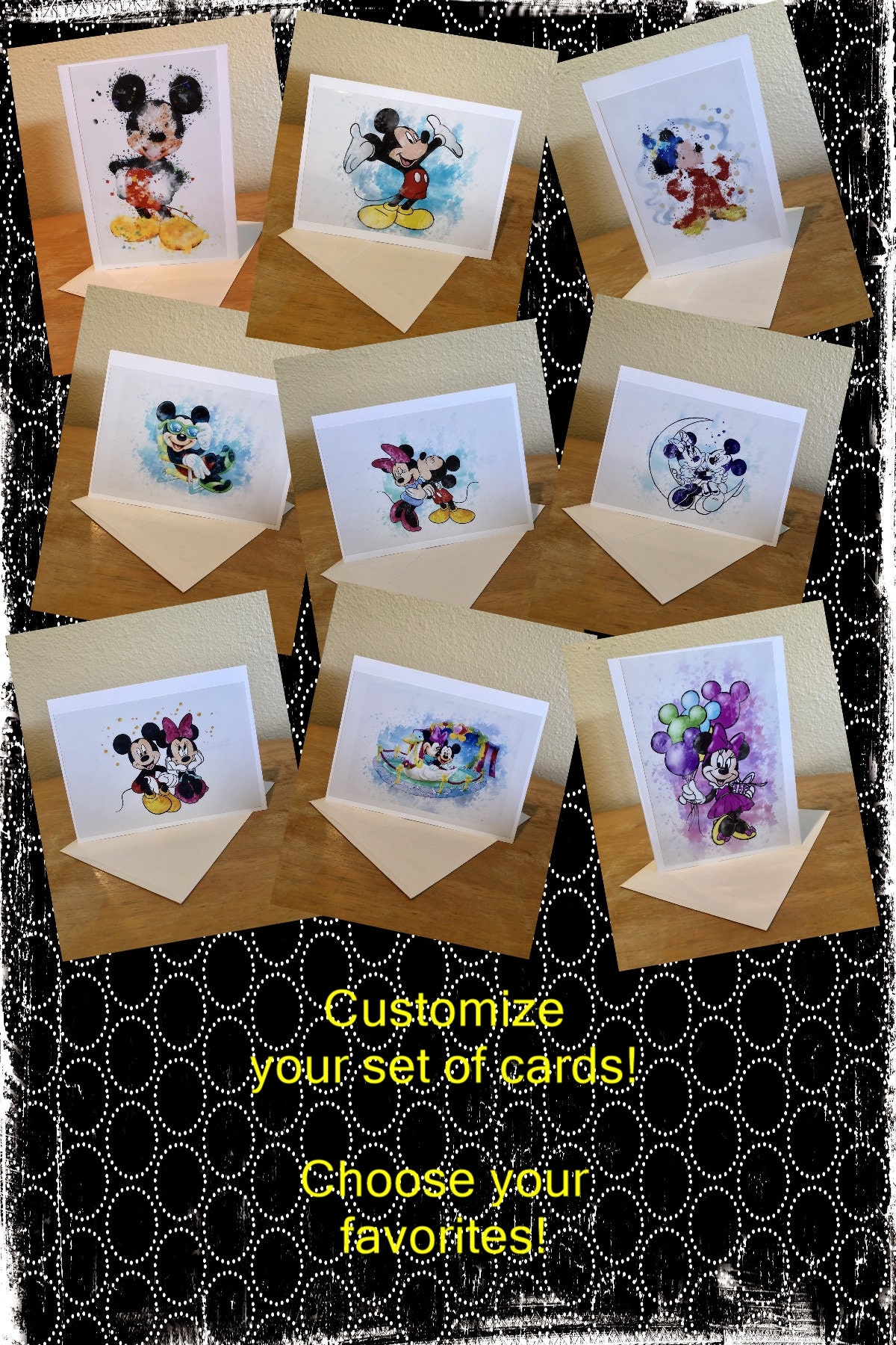 Notecards With Envelopes (set of 4 or 8 or 12) Mickey