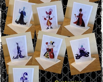 Notecards With Envelopes (Set of 4 or 8 or 12)  DisneyVillainsFE  FREE SHIPPING!!