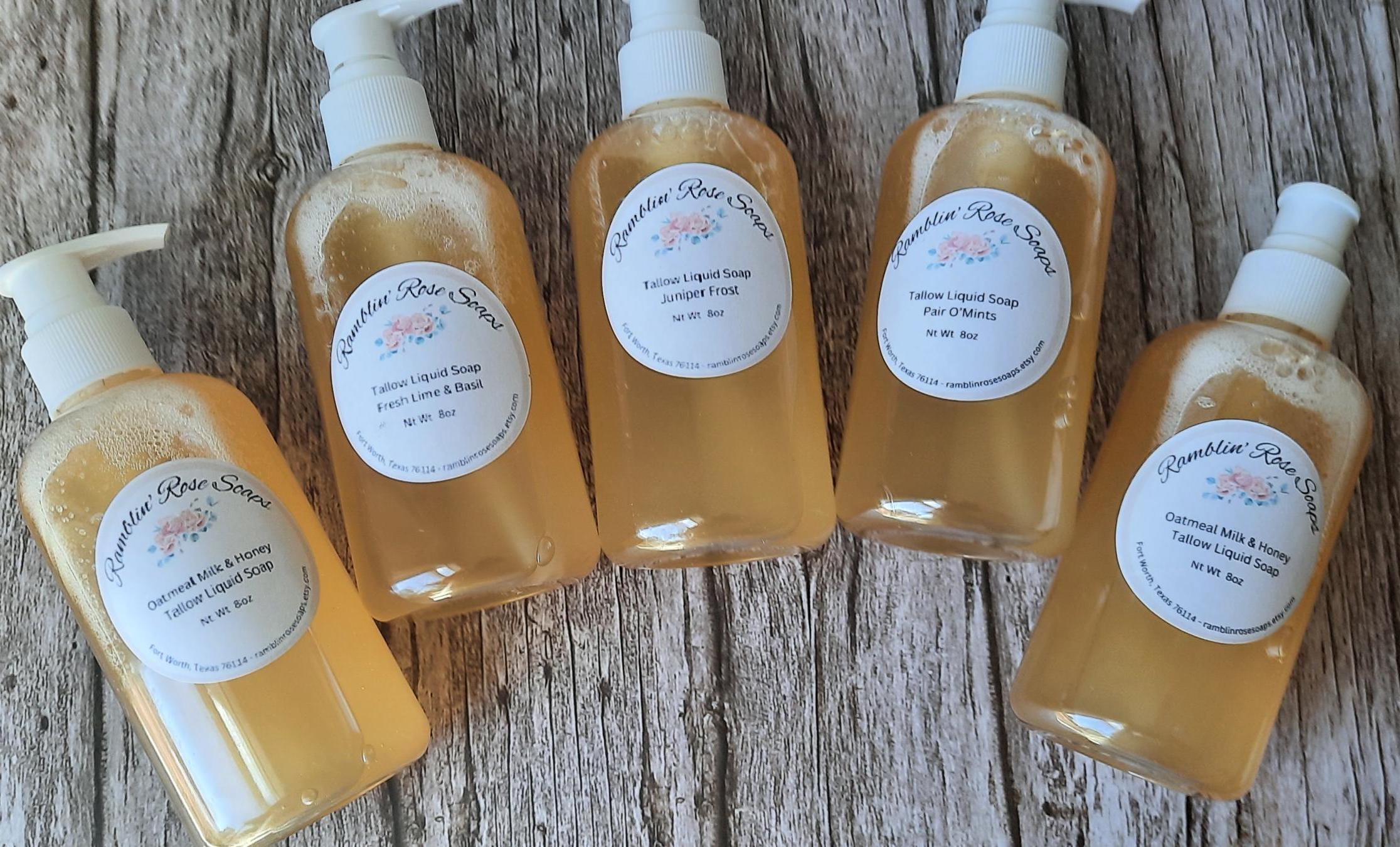 ハッピー Handmade Tallow Liquid Soap, Natural Essential Oils and Fragrance