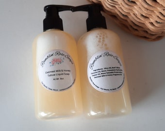 Tallow Liquid Hand Soap, Three Scents to Choose From, Oatmeal Milk & Honey, Tangerine, Lavender Mint