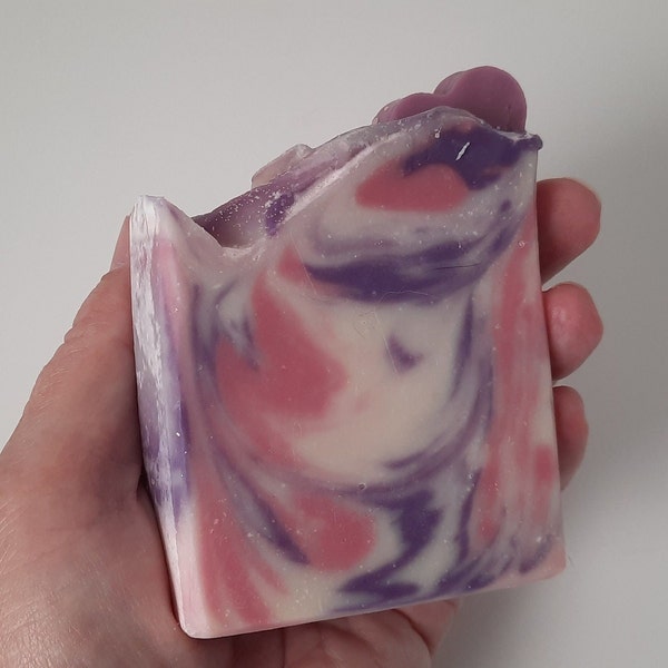 Pink and Purple Heart Swirl Floral Scented Tallow Soap, Feminine Gift, Teen Girl Present