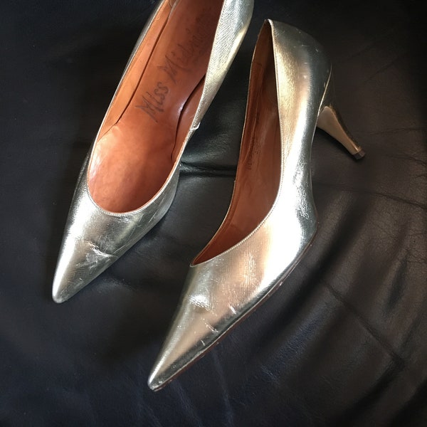 Mid-Century Gold Leather Stilettos