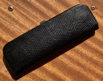Vintage Black Leather Pen and Pencil Case