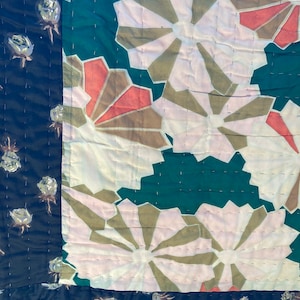 Vintage Japanese Quilted Comforter, Bedspread or Throw