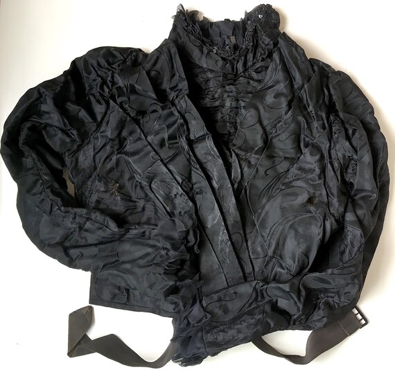 Victorian Black Patterned Silk Bodice