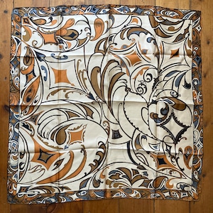 Vintage Richard Allan Silk Scarf with Stylised Paisley on Apricot Ground