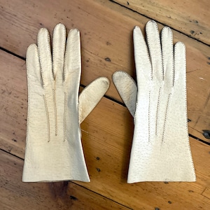 Vintage Ecru Lederhandschuhe