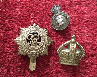 Vintage Military Insignia, Collection of Three