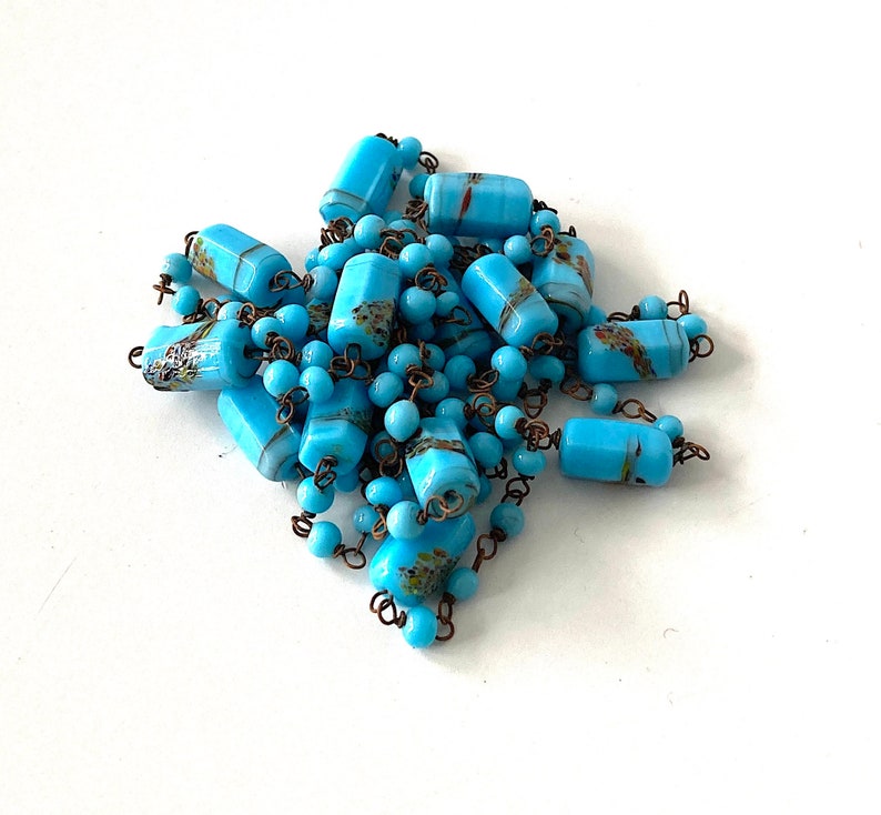 Art Deco Blue Venetian Glass Beads Necklace image 4
