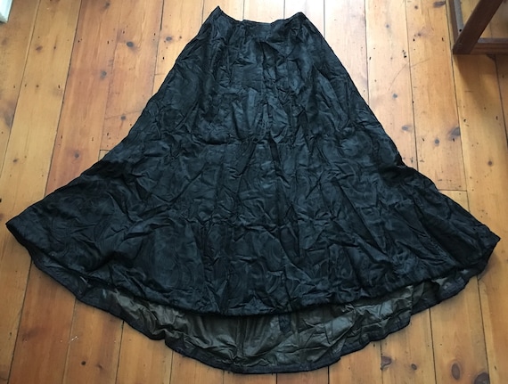Victorian Black Patterned Silk Skirt