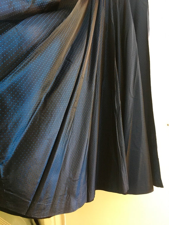 Vintage Blue Polka Dot Taffeta Circle Skirt
