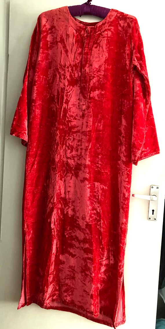 Vintage Rose Pink Crushed Velvet Kaftan, as Found Israel - Main Image