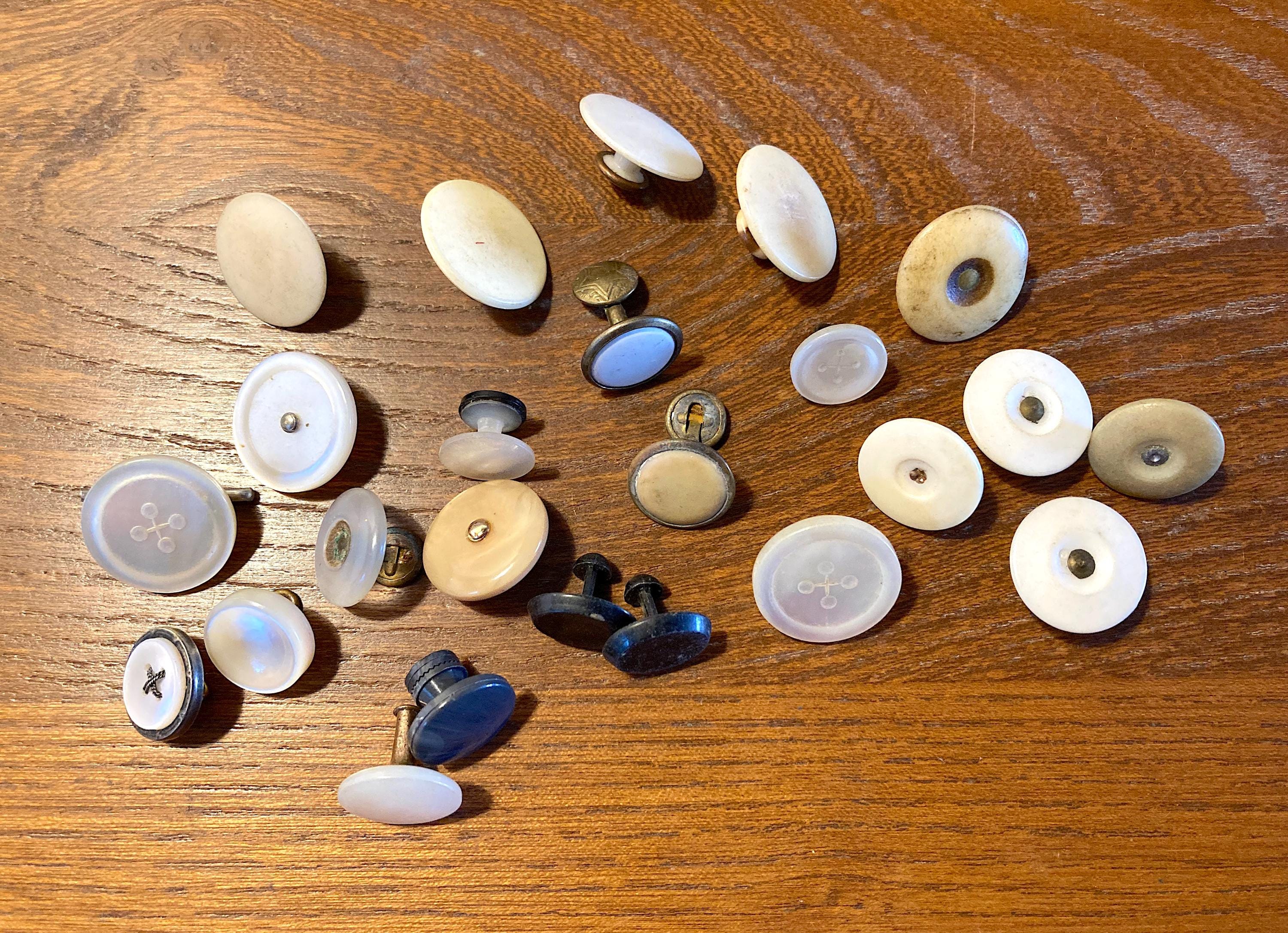 Lot De 8 Boutons De Manchette Vintage En Nacre - Anciens, Pour Col Chemise, Occasion